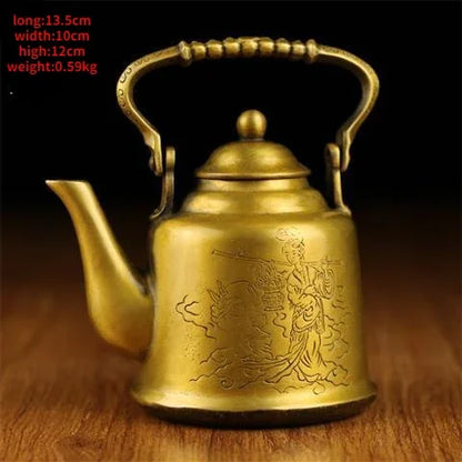 Pure Copper Brass Kettle Ornaments Dragon and Phoenix Kettle Teapot Wine Kettle Decoration
