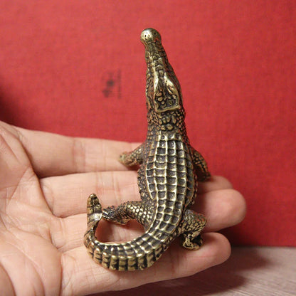 Pure Copper Bronze Crocodile Tea Pet Household Animal Crafts Lacoste Ornament Tea Ceremony Accessories Car Decoration