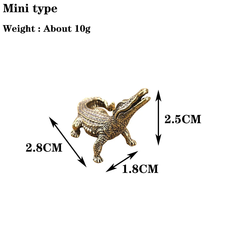 Pure Copper Bronze Crocodile Tea Pet Household Animal Crafts Lacoste Ornament Tea Ceremony Accessories Car Decoration