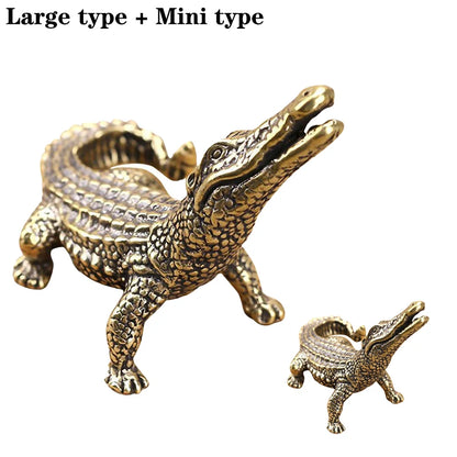 Pure Copper Bronze Crocodile Tea Pet Household Animal Crafts Lacoste Ornament Tea Ceremony Accessories Car Decoration