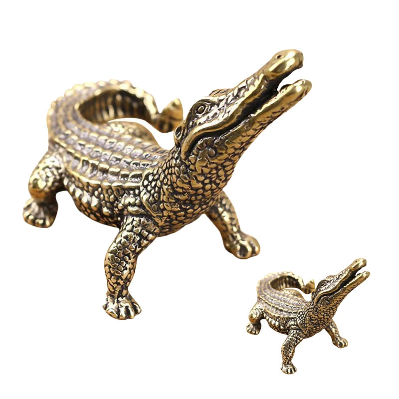 Pure Copper Bronze Crocodile Tea Pet Household Animal Crafts Lacoste Ornament Tea Ceremony Accessories Car Decoration
