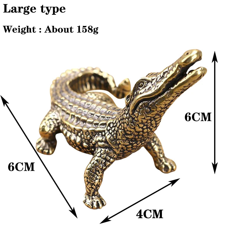 Pure Copper Bronze Crocodile Tea Pet Household Animal Crafts Lacoste Ornament Tea Ceremony Accessories Car Decoration
