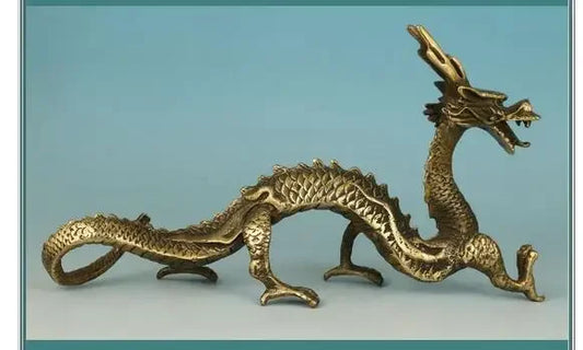 Pure Copper Bronze Gilt Tastefully Chinese OldTastefully Chinese Old Bronze Collection Handmade Carved Dragon Statue Decor