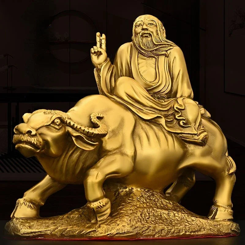 Pure Copper Bronze Statue of Laozi Riding A Bull Character Statue Out of Customs Decor Home Craft Sculptures