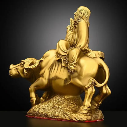 Pure Copper Bronze Statue of Laozi Riding A Bull Character Statue Out of Customs Decor Home Craft Sculptures