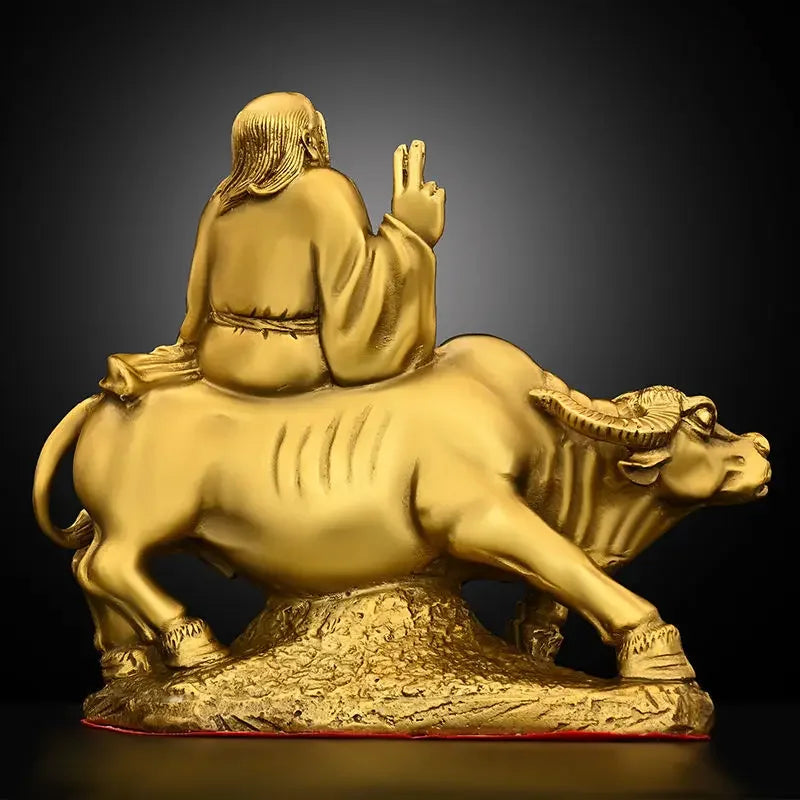 Pure Copper Bronze Statue of people Laozi Riding A Bull Character Statue Out of Customs Decoration Home Craft  Sculptures