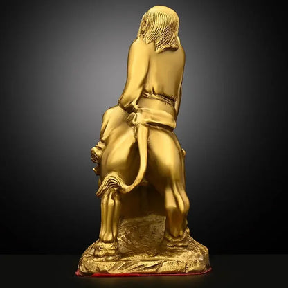 Pure Copper Bronze Statue of people Laozi Riding A Bull Character Statue Out of Customs Decoration Home Craft  Sculptures
