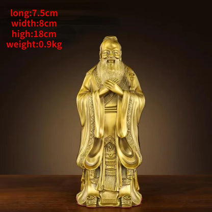 Pure Copper Confucius Statue Ornaments Confucius Study Ornaments Furniture Decoration Ornaments Sculptures