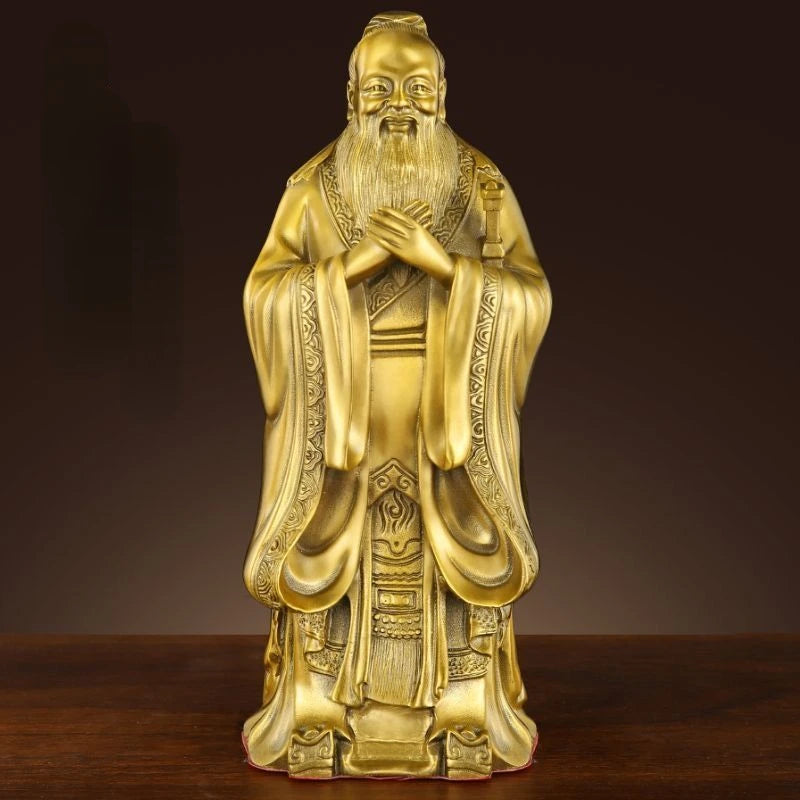 Pure Copper Confucius Statue Ornaments Confucius Study Ornaments Furniture Decoration Ornaments Sculptures
