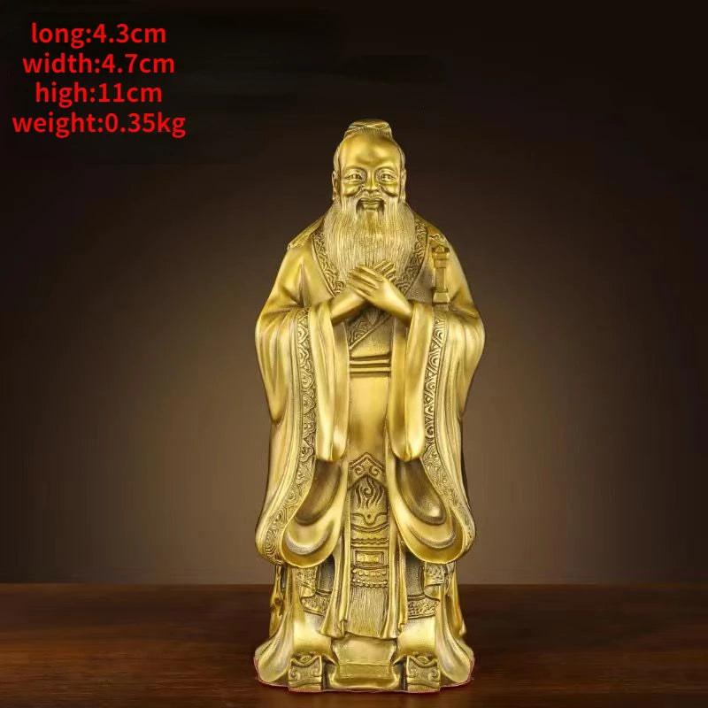 Pure Copper Confucius Statue Ornaments Confucius Study Ornaments Furniture Decoration Ornaments Sculptures