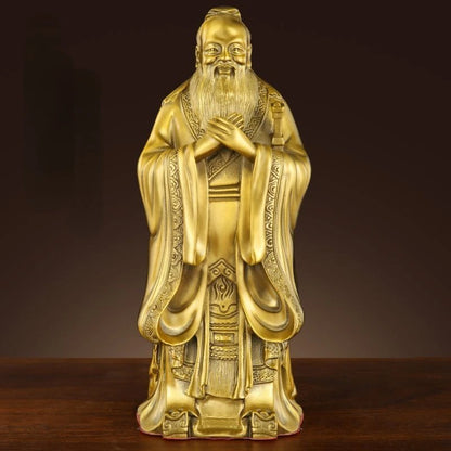 Pure Copper Confucius Statue Ornaments Confucius Study Ornaments Furniture Decoration Ornaments