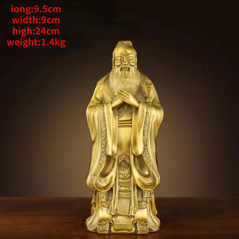 Pure Copper Confucius Statue Ornaments Confucius Study Ornaments Furniture Decoration Ornaments