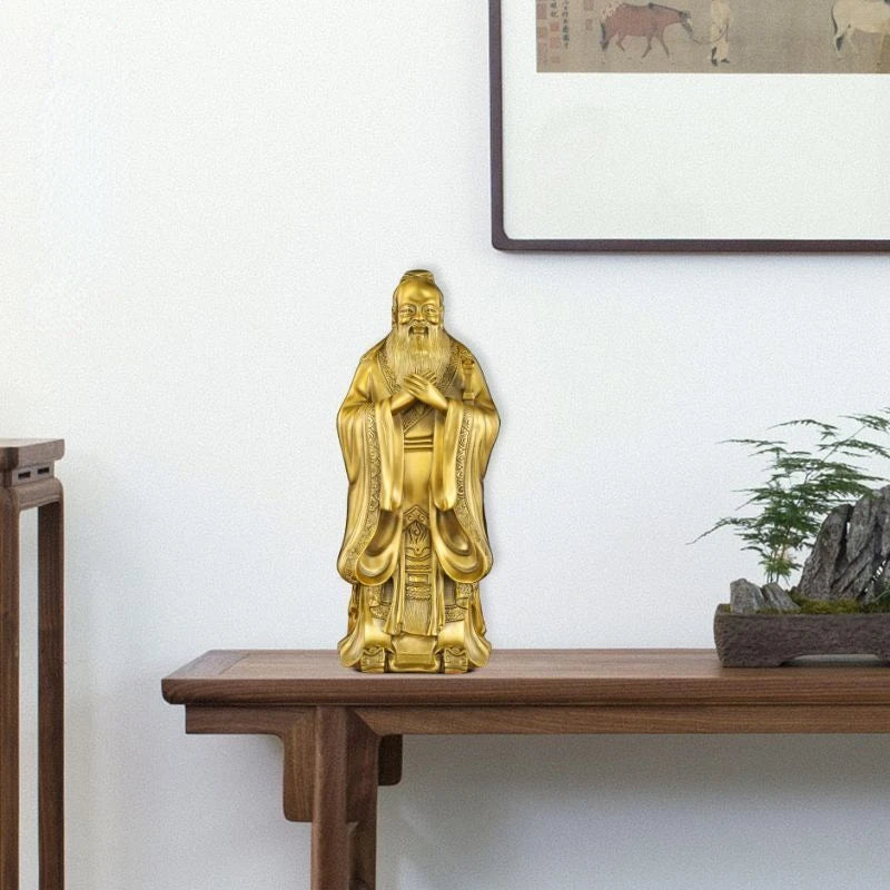 Pure Copper Confucius Statue Ornaments Confucius Study Ornaments Furniture Decoration Ornaments