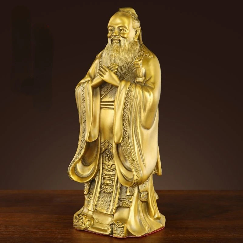 Pure Copper Confucius Statue Ornaments Confucius Study Ornaments Furniture Decoration Ornaments