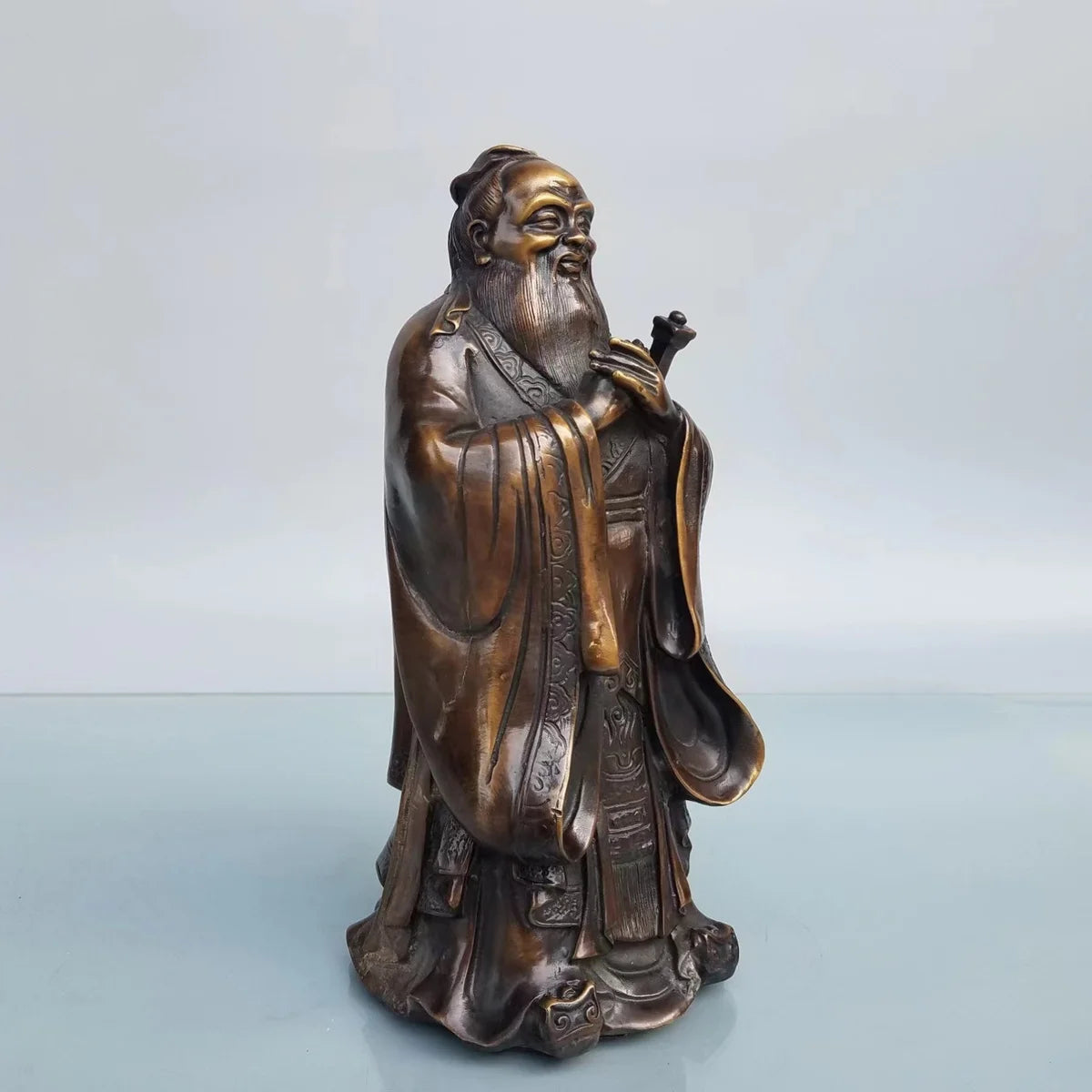 Pure Copper Confucius Statue Ornaments Must Pass The Examination Kong Laofuzi Statue Kong Shengren Teacher's Day Gift