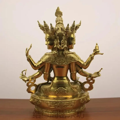 Pure Copper Dignified Buddha Mother Bodhisattva Statue Piece Longevity Three Bronze Sculptures Statues