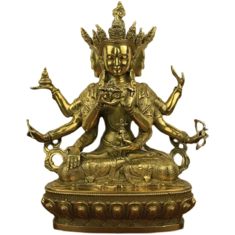 Pure Copper Dignified Buddha Mother Bodhisattva Statue Piece Longevity Three Bronze Sculptures Statues