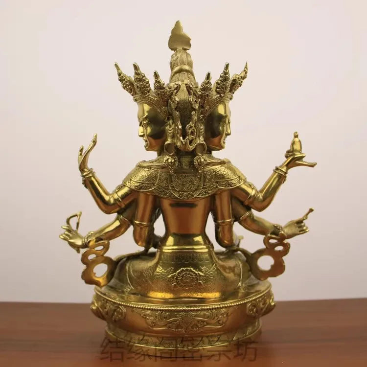 Pure Copper Dignified Buddha Mother Bodhisattva Statue Piece Longevity Three Bronze Statues