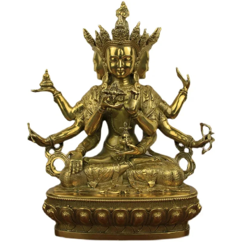 Pure Copper Dignified Buddha Mother Bodhisattva Statue Piece Longevity Three Bronze Statues