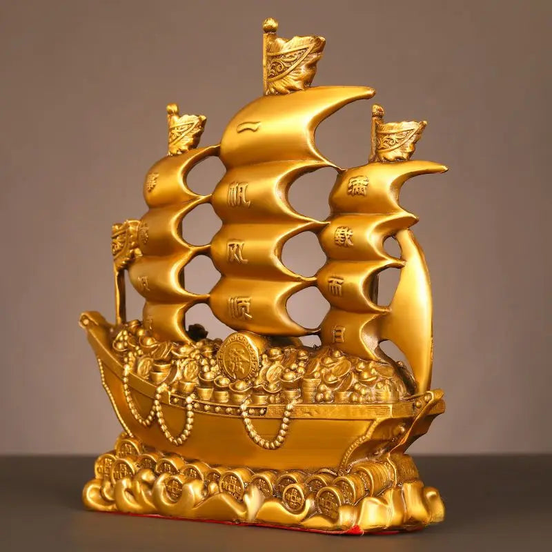 Pure Copper Dragon Boat Ornaments Smooth Sailing Full of Dragon Boat Living Room Office Desktop Decor