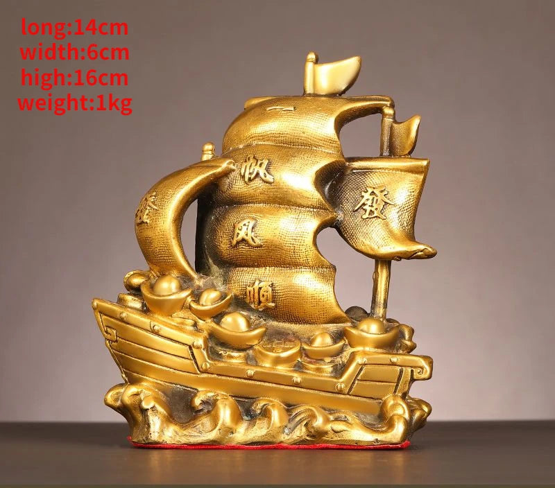 Pure Copper Dragon Boat Ornaments Smooth Sailing Full of Dragon Boat Living Room Office Desktop Decor