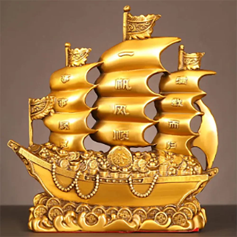Pure Copper Dragon Boat Ornaments Smooth Sailing Full of Dragon Boat Living Room Office Desktop Decoration