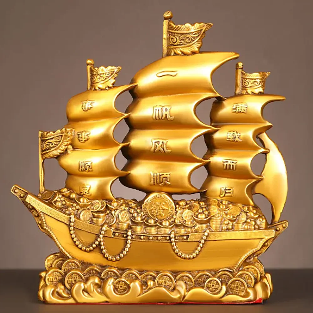 Pure Copper Dragon Boat Ornaments Smooth Sailing Full of Dragon Boat Living Room Office Desktop Decoration