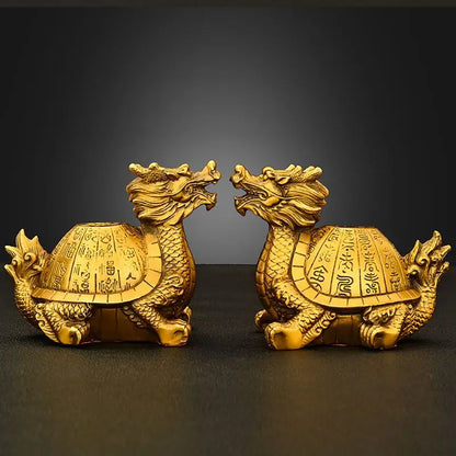 Pure Copper Dragon Turtle Ornament Fortune Turtle Longevity Turtle Home Office Desktop Small Statues Sculptures