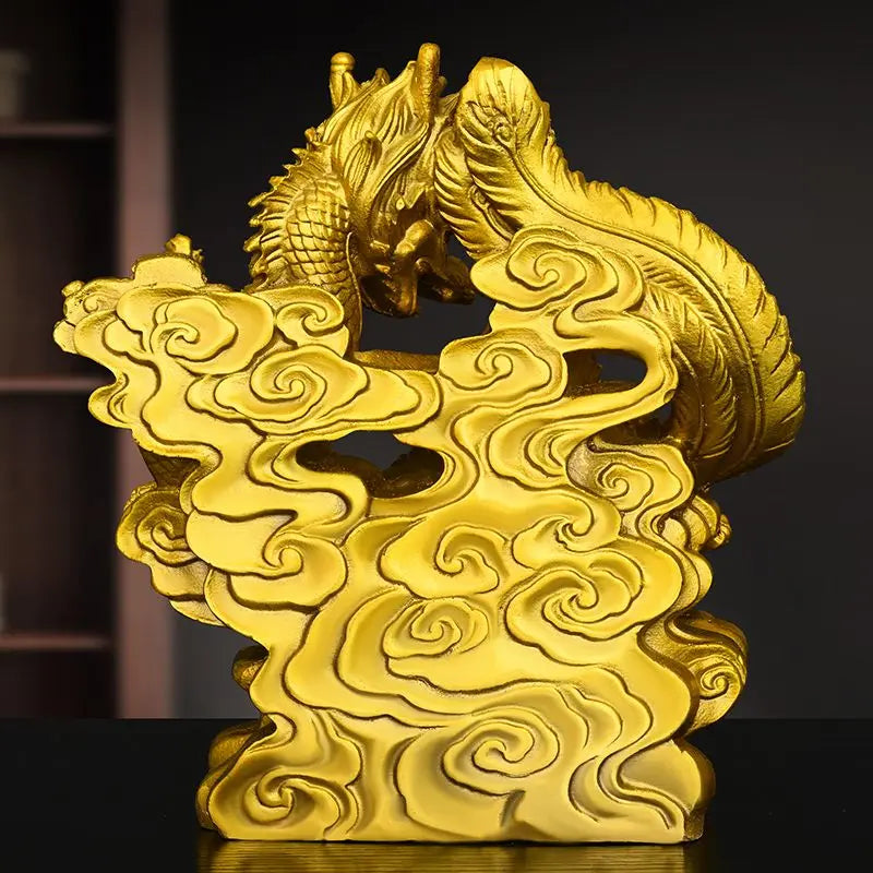 Pure Copper Dragon and Phoenix Auspicious Ornaments Creative Home Living Room Bedroom Decoration Handicraft Mascot