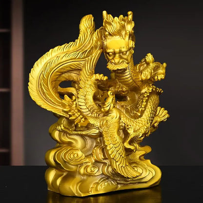 Pure Copper Dragon and Phoenix Auspicious Ornaments Creative Home Living Room Bedroom Decoration Handicraft Mascot