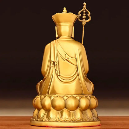 Pure Copper Earth Store King Ornaments Lotus Earth Bodhisattva Bronze Statue Home Living Room Office Sculptures