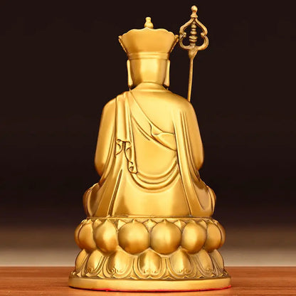 Pure Copper Earth Store King Ornaments Lotus Earth Bodhisattva Bronze Statue Home Living Room Office Sculptures