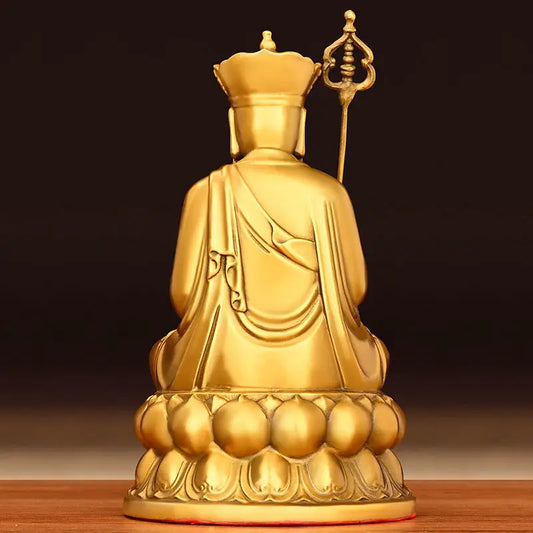 Pure Copper Earth Store King Ornaments Lotus Earth Bodhisattva Bronze Statue Home Living Room Office Sculptures