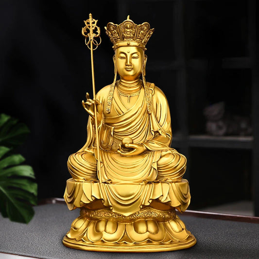 Pure Copper Earth Store King Statue Home Living Room Office Buddha Hall Small Buddha Lotus Home Crafts