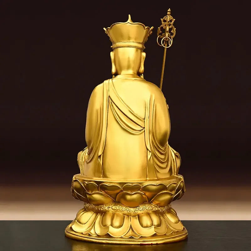 Pure Copper Earth Store King Statue Small Buddha Lotus Home Living Room Office Hall Home Sculptures