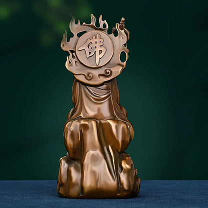 Pure Copper Earth Treasure King Decoration Antique Jiuhua Mountain Earth Treasure Bodhisattva Statue Home Living Room Ornaments