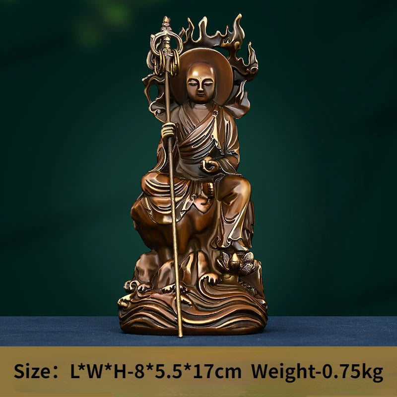 Pure Copper Earth Treasure King Decoration Antique Jiuhua Mountain Earth Treasure Bodhisattva Statue Home Living Room Ornaments