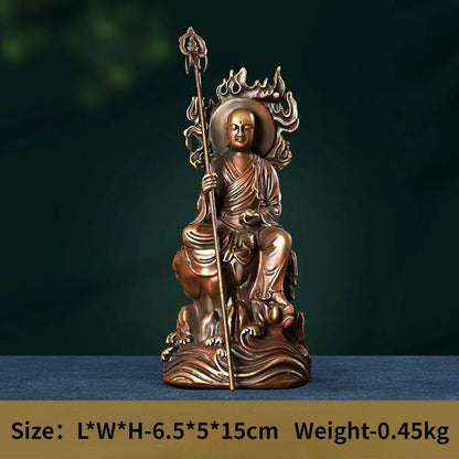 Pure Copper Earth Treasure King Decoration Antique Jiuhua Mountain Earth Treasure Bodhisattva Statue Home Living Room Ornaments