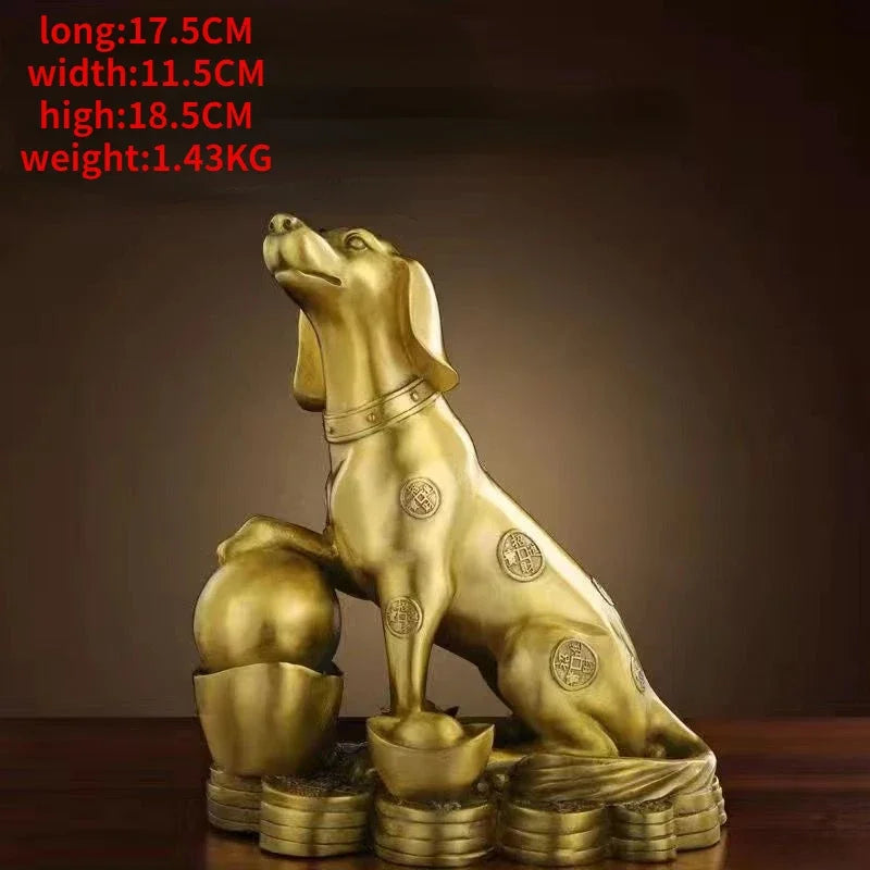 Pure Copper Feng Shui Money Dog Inviting Wealth and Guarding Home Decoration Crafts Ornaments