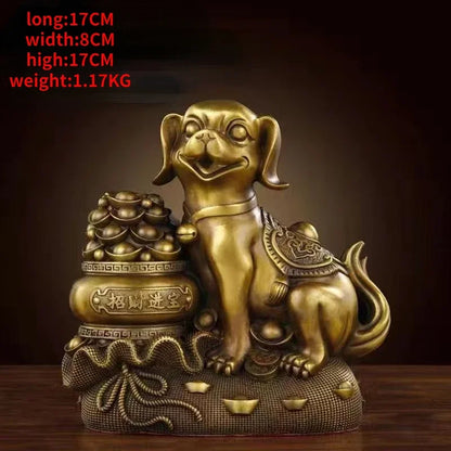 Pure Copper Feng Shui Money Dog Inviting Wealth and Guarding Home Decoration Crafts Ornaments