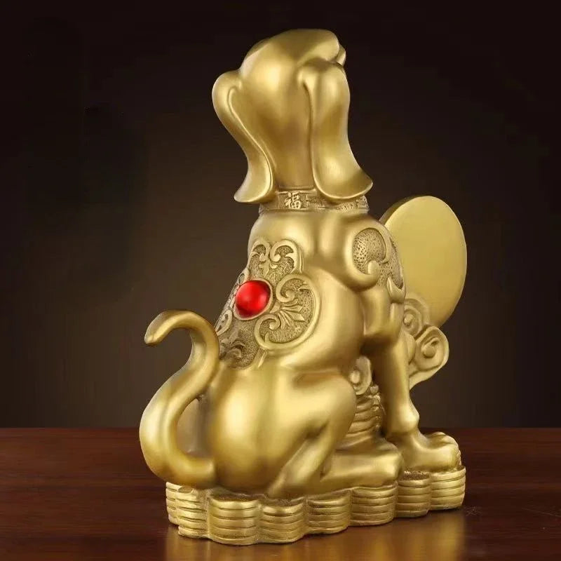 Pure Copper Feng Shui Money Dog Inviting Wealth and Guarding Home Decoration Crafts Ornaments