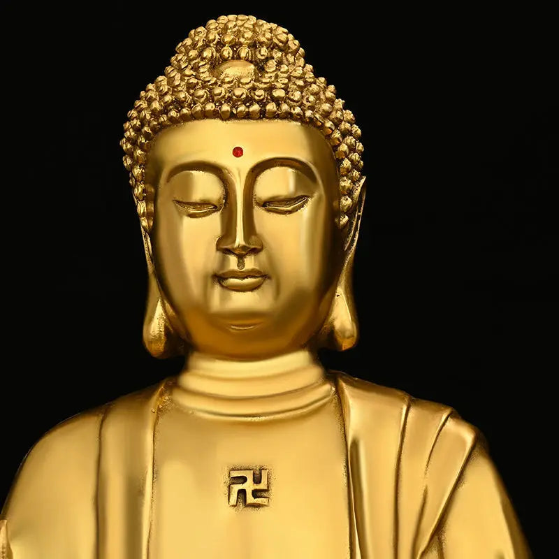 Pure Copper Feng Shui Shakyamuni Buddha Ornaments Sitting Lotus Flower Home Buddha Hall for The Buddha Statue