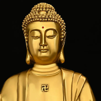 Pure Copper Feng Shui Shakyamuni Buddha Ornaments Sitting Lotus Flower Home Buddha Hall for The Buddha Statue
