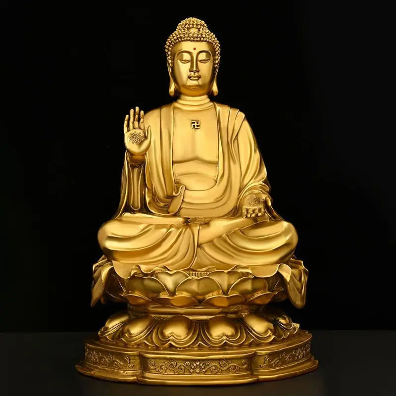Pure Copper Feng Shui Shakyamuni Buddha Ornaments Sitting Lotus Flower Home Buddha Hall for The Buddha Statue Home Decoration