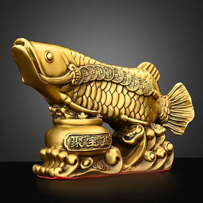 Pure Copper Fish Animal Ornaments Pot of Fish Gold Dragon Home Living Room Office Decor Figurines Crafts