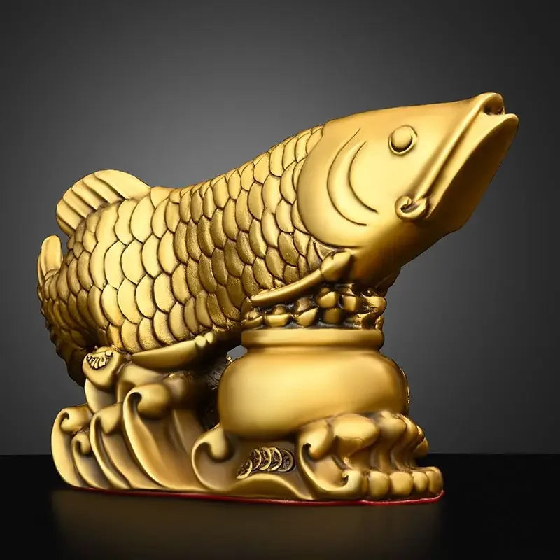 Pure Copper Fish Animal Ornaments Pot of Fish Gold Dragon Home Living Room Office Decor Figurines Crafts