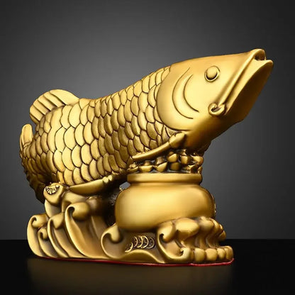 Pure Copper Fish Animal Ornaments Pot of Fish Gold Dragon Home Living Room Office Decor Figurines Crafts