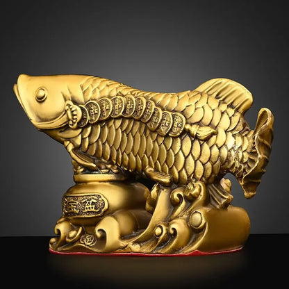 Pure Copper Fish Animal Ornaments Pot of Fish Gold Dragon Home Living Room Office Decor Figurines Crafts