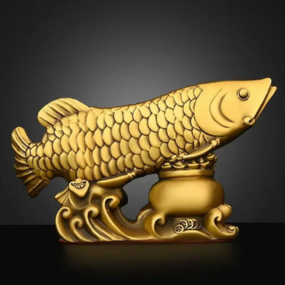 Pure Copper Fish Animal Ornaments Pot of Fish Gold Dragon Home Living Room Office Decor Figurines Crafts
