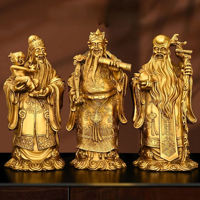 Pure Copper God of Fortune and Longevity God of Wealth Statue Longevity Star Nafu Home Decoration Sculptures